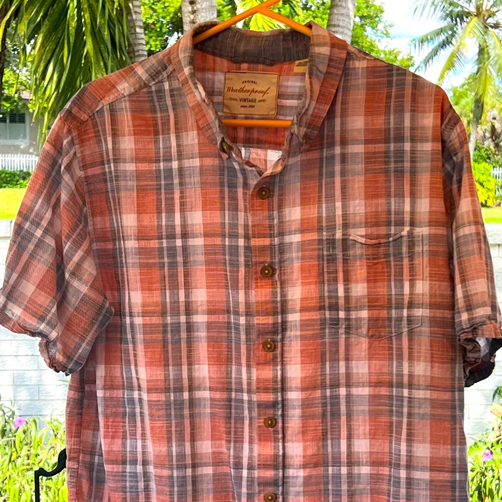 Vintage orange flannel short sleeve button down